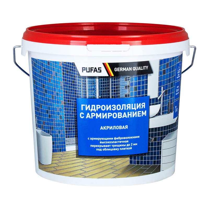 
                            Гидроизоляция Pufas акриловая, с армированием, морозостойкая, 7 кг                        